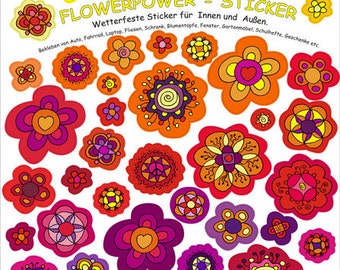 Aufkleber wasserfest Blumen, Sticker, Aufkleber, rote Blumen, wasserfeste Sticker, spülmaschinenfest, Brotdose, Fliesen, Türen, Möbel