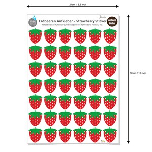 May include: A sheet of 48 red and green reflective strawberry stickers, measuring 12 inches by 8.3 inches. The stickers are designed for use on bicycles, helmets, and other items.