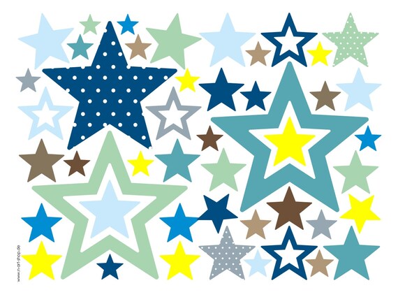 Star Wall Decal Sticker Baby Room Stars Blue - Teal Color Wall Decals Star Wall Decal Sticker Baby Room Stars Blue - Teal Color Wall Decals