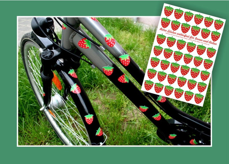 Erdbeeren Fahrradaufkleber, Aufkleber fürs Fahrrad, Sticker Fahrrad, Fahrradsticker, wasserfeste Sticker, Aufkleber, Sticker Bild 5