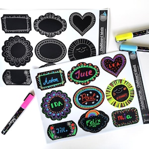 Chalkboard labels, children&#39;s birthday, chalkboard labels, recordable labels, chalk labels, children&#39;s birthday labels
