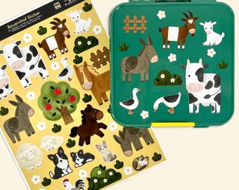 Sticker sheet for children's farm animals, dishwasher safe