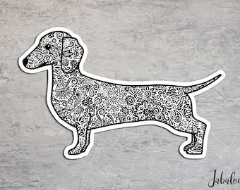 Dackel Aufkleber, Hunderasse Sticker Auto, Autoaufkleber Hunde, wasserfester Sticker Hund, Dackel Autoaufkleber, Autosticker, Zentangle