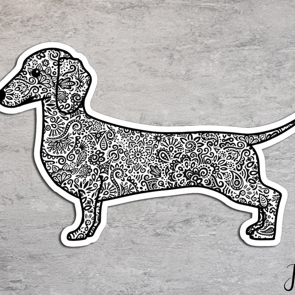 Dackel Aufkleber, Hunderasse Sticker Auto, Autoaufkleber Hunde, wasserfester Sticker Hund, Dackel Autoaufkleber, Autosticker, Zentangle