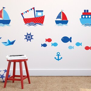 Schiffe Wandtattoo, Aufkleber Wand Kinderzimmer, Schiffe Sticker Wand, Wandaufkleber, Wandtattoo, Wall decal, Kinderzimmer, Jungs, Jabalou Bild 2