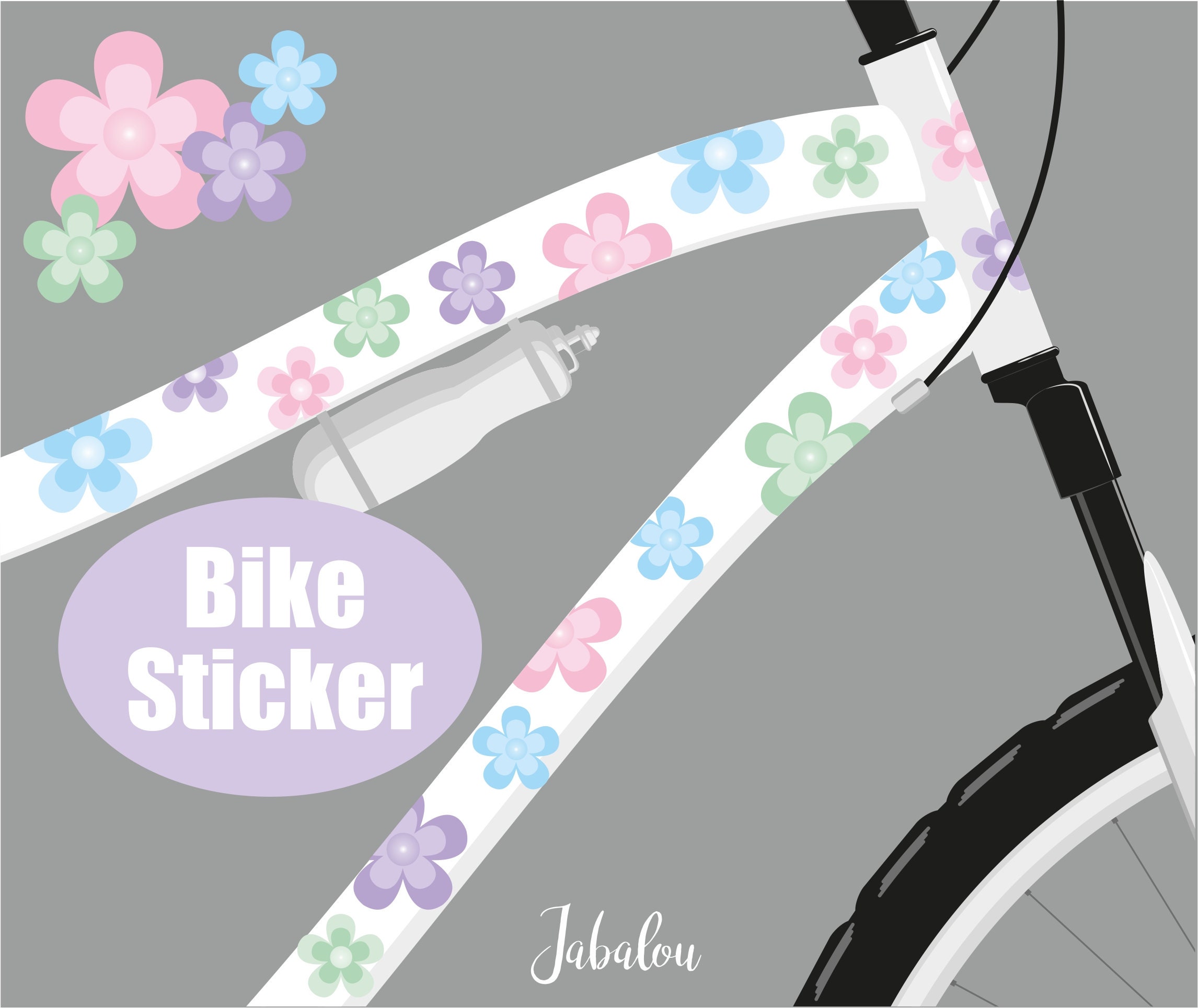 Pegatinas para bicicleta de flores bonitas y coloridas