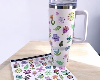 Waterproof stickers, floral folklore