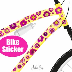 Blumen Aufkleber fürs Fahrrad, Sticker Fahrrad, Fahrradaufkleber, Fahrradsticker, wasserfeste Sticker, Aufkleber, Pink, Blüten Bild 1