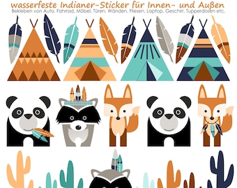 Stickers waterproof Indians, stickers, stickers, waterproof stickers, dishwasher safe, bread tin, tiles, Indian tent, teepee