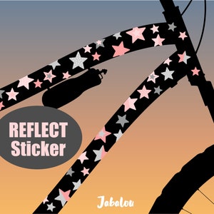 reflektierende Fahrradaufkleber, Rosa Sterne, Aufkleber fürs Fahrrad, Fahrradaufkleber, Fahrradsticker, leuchten nachts, Aufkleber, Sticker