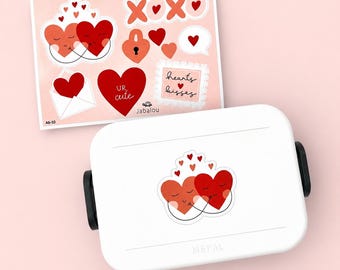 A6 Love sticker sheet, dishwasher safe - Valentine's Day hearts & kisses