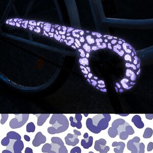 Reflektierende Fahrradaufkleber Leoparden Muster LILA - reflective Sticker für Fahrrad Helm
