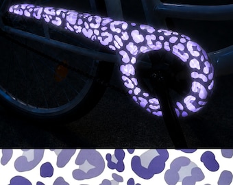 Reflective bicycle stickers, leopard print, purple - reflective stickers for bicycle helmets