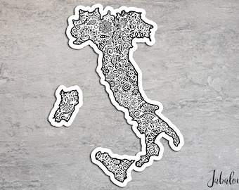Italien Aufkleber, Italien Sticker Auto, Autoaufkleber Italien, wasserfester Sticker, Italien, Italien Autosticker, Zentangle