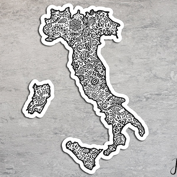 Italien Aufkleber, Italien Sticker Auto, Autoaufkleber Italien, wasserfester Sticker, Italien, Italien Autosticker, Zentangle