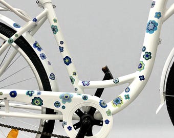 Flower bicycle stickers, stickers for bicycles, bicycle stickers, bicycle decals, waterproof stickers, stickers, blue flowers