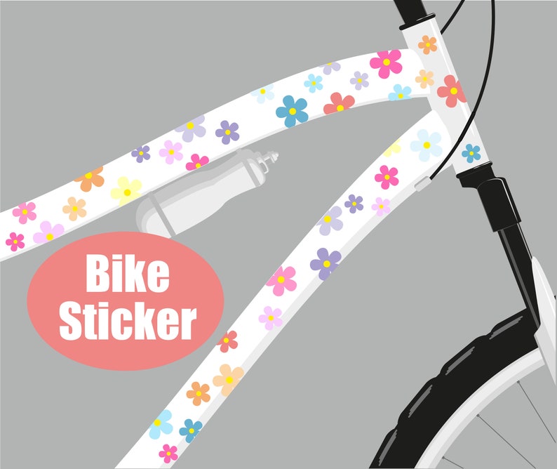Flowers bicycle stickers, stickers for bicycles, stickers bicycles, bicycle stickers, waterproof stickers, stickers, pastel flowers image 1