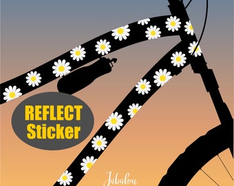 reflective bicycle stickers, daisies, stickers for bicycles, bicycle stickers, bicycle stickers, glow at night, stickers, stickers