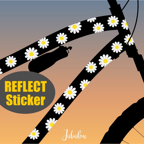 reflective bicycle stickers, daisies, stickers for the bicycle, bicycle stickers, bicycle stickers, glow at night, stickers, stickers