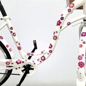 Flower stickers for bicycles, stickers bicycles, bicycle stickers, bicycle stickers, waterproof stickers, stickers, pink, flowers