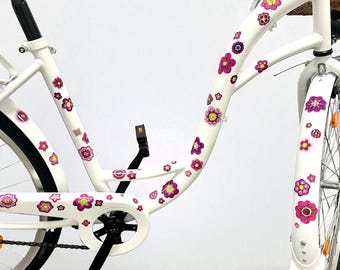 Flower stickers for bicycles, bicycle stickers, bike stickers, waterproof stickers, stickers, pink, blossoms