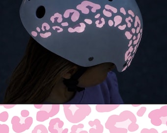 Reflective bicycle stickers, leopard pattern, pink - reflective stickers for bicycle helmets