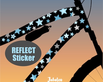 reflective bike stickers, blue stars, stickers for the bike, bike stickers, bike stickers, glow at night, stickers, stickers