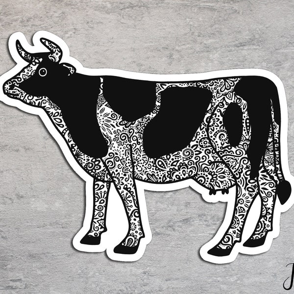 Kuh Aufkleber, Kuh Sticker Auto,  Kuh, wasserfester Sticker Kuh, Kuh Autoaufkleber, Kuh Autosticker, Zentangle