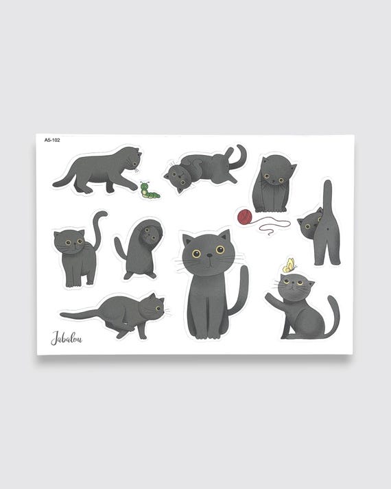 27 Blatt Katzen-Gesichtsaufkleber Für Kinder - 9 Motive, Je 17,8x13 Cm, Vinyl, Wasserfest