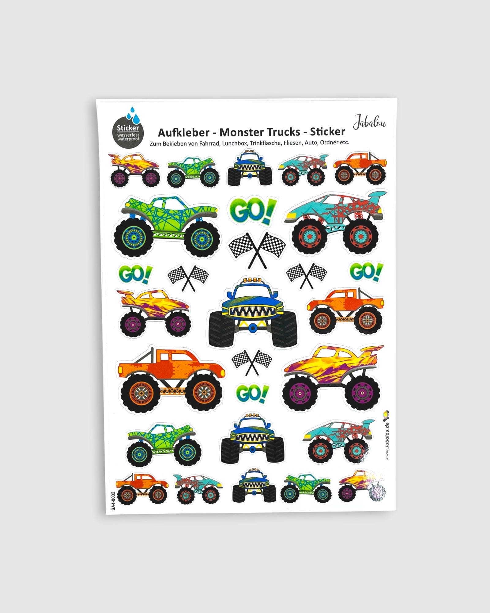 Waterproof Stickers Monster Trucks, Stickers, Monster Truck Stickers,  Waterproof Stickers, Monster Trucks, Dishwasher Safe, Lunch Box - Etsy, image size:1600x2000