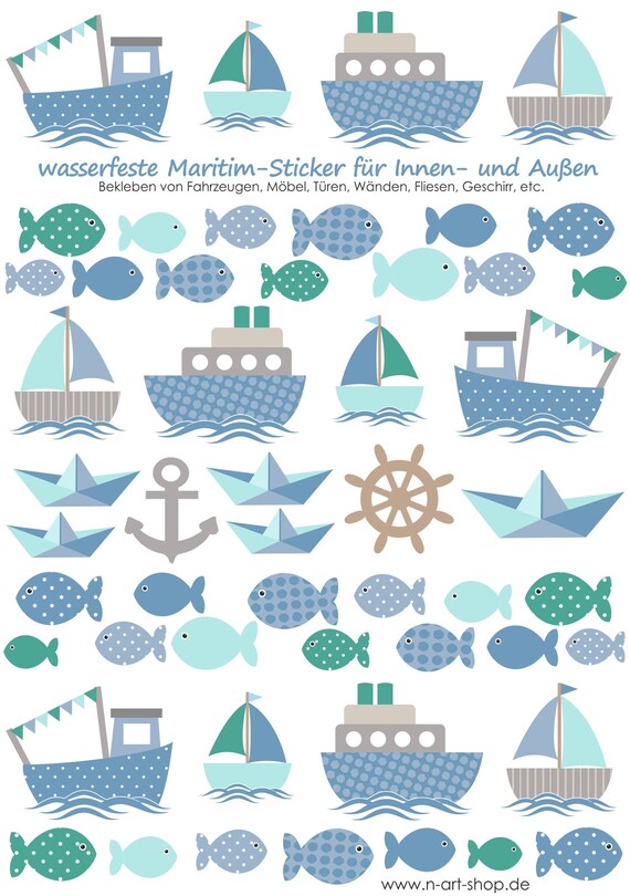 Aufkleber wasserfest Schiffe, Sticker, Aufkleber, Maritime Aufkleber,  wasserfeste Sticker, spülmaschinenfest, Brotdose, Fliesen, Türen - .de