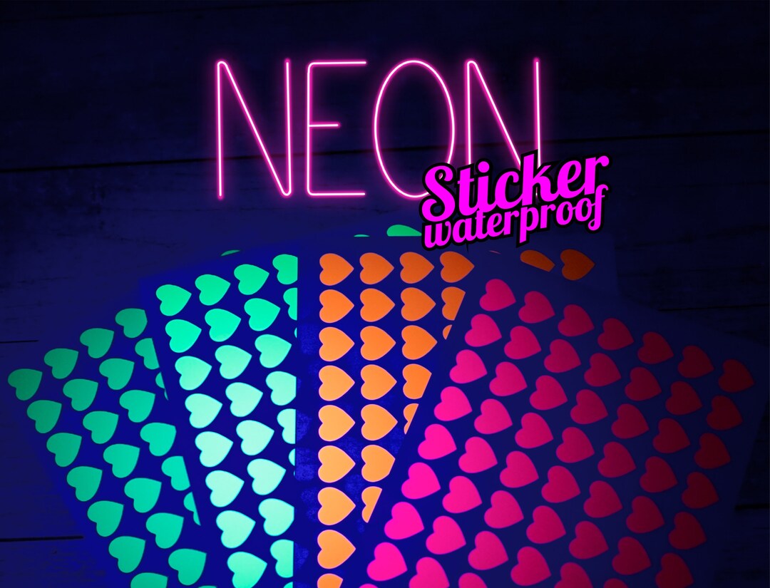 NEON Sticker Dishwasher Safe Hearts Bicycle Stickers Etsy