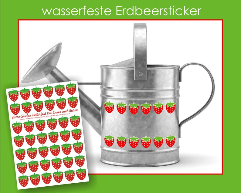 Aufkleber wasserfest Erdbeeren, Sticker, Aufkleber, Erdbeeren, wasserfeste Sticker, spülmaschinenfest, Brotdose, Fliesen, Türen, Möbel Bild 7