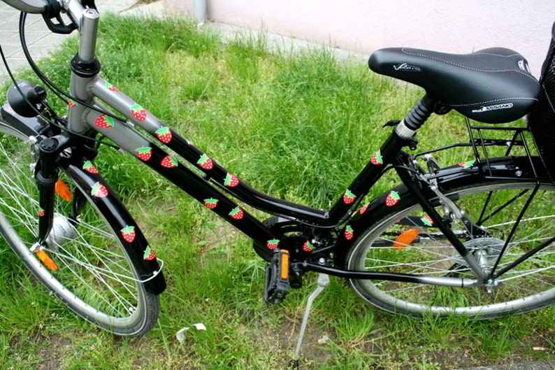 Erdbeeren Fahrradaufkleber, Aufkleber fürs Fahrrad, Sticker Fahrrad, Fahrradsticker, wasserfeste Sticker, Aufkleber, Sticker Bild 4