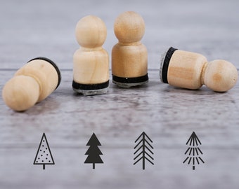 Stamp set of 4 15 mm Christmas trees