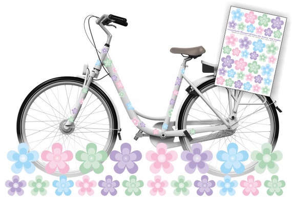 Pegatinas bicicleta conjunto de flores coloridas