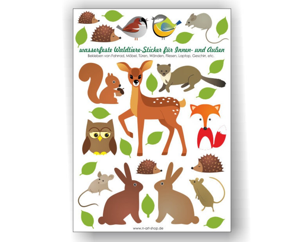 Winter Waldtiere Sticker Set – Aufkleber Mit Fuchs, Hase, Hirsch & Eule Für Journal, Planer, 2 Bögen
