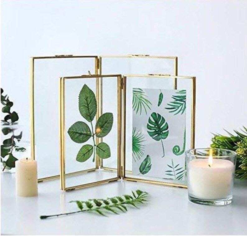 Hinged Folding Gold Metal Picture Frames 8 X 10double Etsy