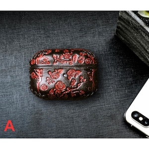 Étui personnalisé pour AirPods Pro 2 et 1 en cuir véritable, motifs personnalisables, plusieurs couleurs, étui de protection pour airpods, cadeau de Noël