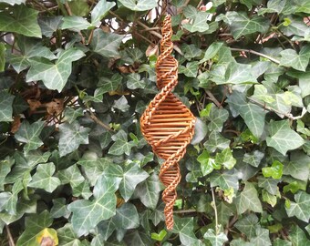 Carillon éolien en saule (marron orange), carillon éolien en saule, mobile, spirale en saule, carillon éolien