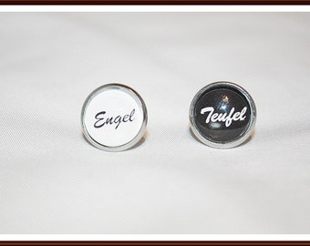 Ohrstecker Glascabochon "Engel & Teufel" Edelstahl