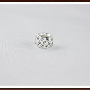 10x Rhinestone Large Hole Beads Shamballa Beads 10 x 8 mm