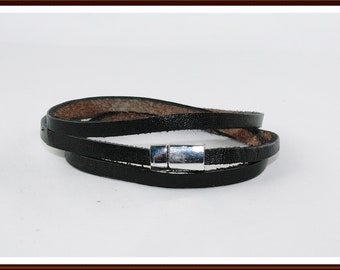 Lederarmband Männer Mann braun schwarz Leder Armband  Magnetverschluß Wickelarmband