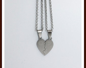 Stainless steel friendship necklace, Best Friends Heart