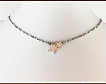 Kette Halskette Sterne Anhänger aus Edelstahl Damenschmuck