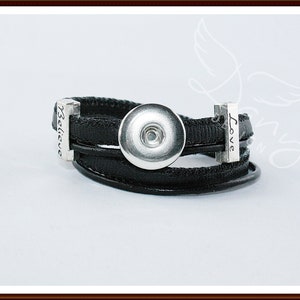 Druckknopf Click Leder Wickelarmband schwarz Bild 2