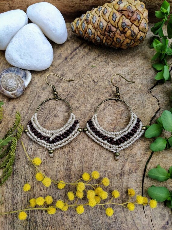 Macrame hoop best sale earrings