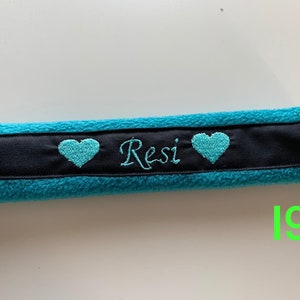 Noseband Name und Herzen Halfterschoner aus Fleece mit Klettverschluss Pony Cob Warmblut ein tolles Reitergeschenk Bild 5