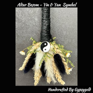Altar Besom Broom With Yin & Yan  Charm approx 25CM in length