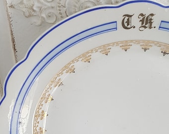 Antique Ducal Porcelain Plate Monogram